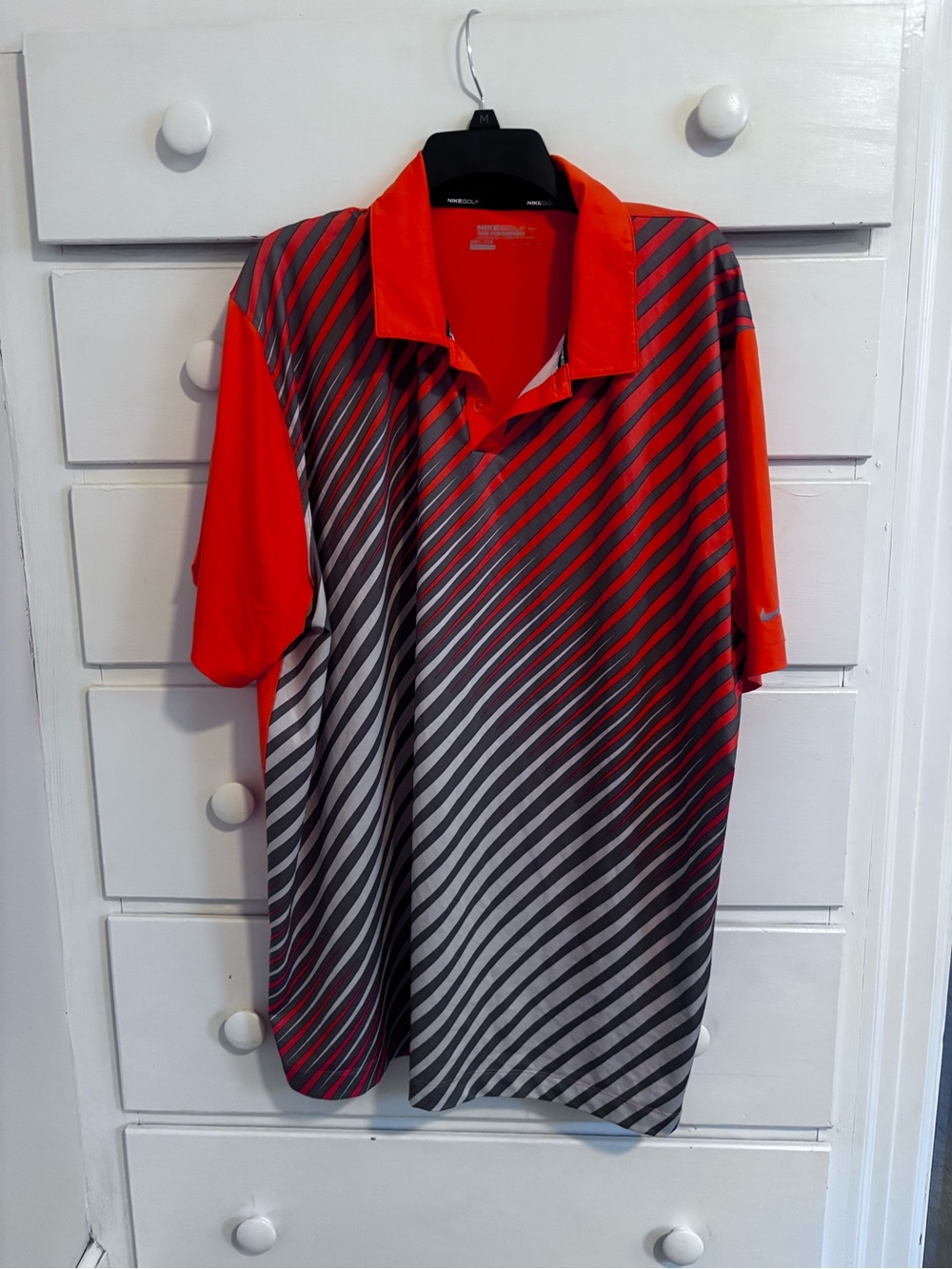 Nike Golf Orange and Gray Diagonal Stripe Polo